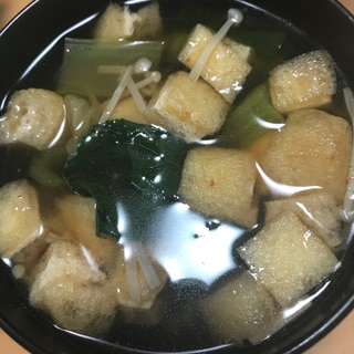 小松菜が入った豆板醤スープ
